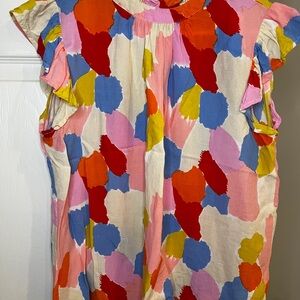 Colorful Abstract Sleeveless Blouse